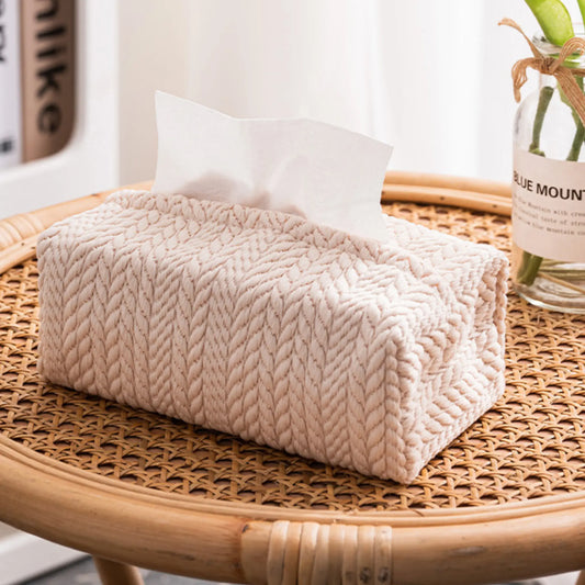 Woven Tissue Box Holder - White/Brown CreativeFemininity