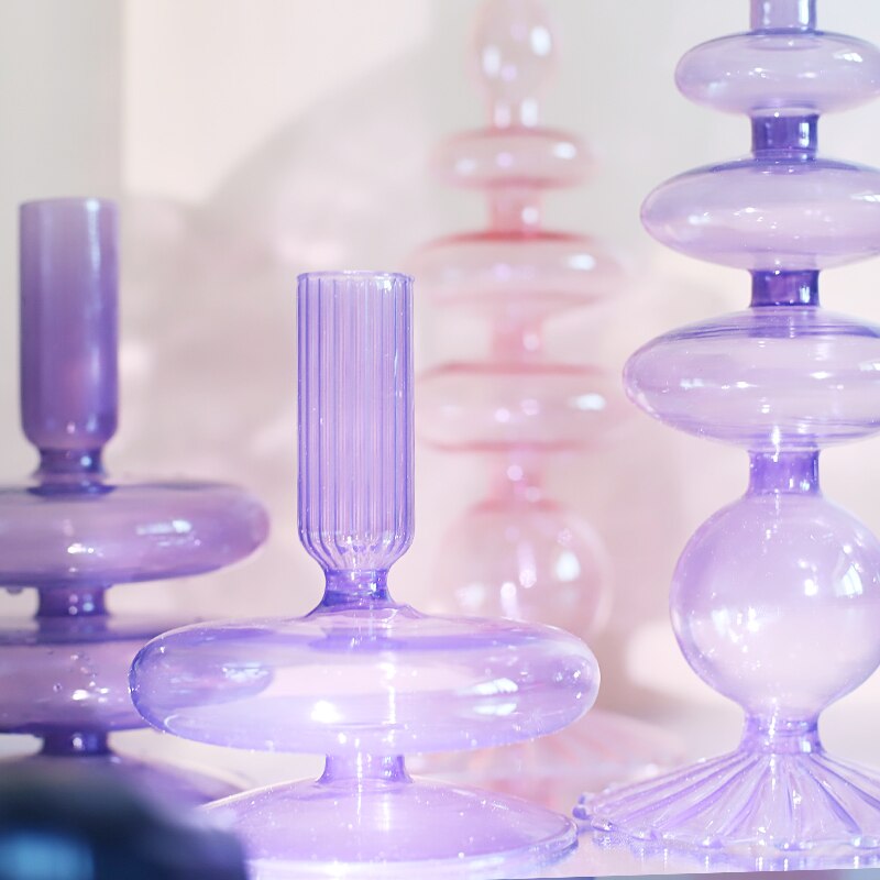 Romantic Purple Bougeoir Glass Candle Holder