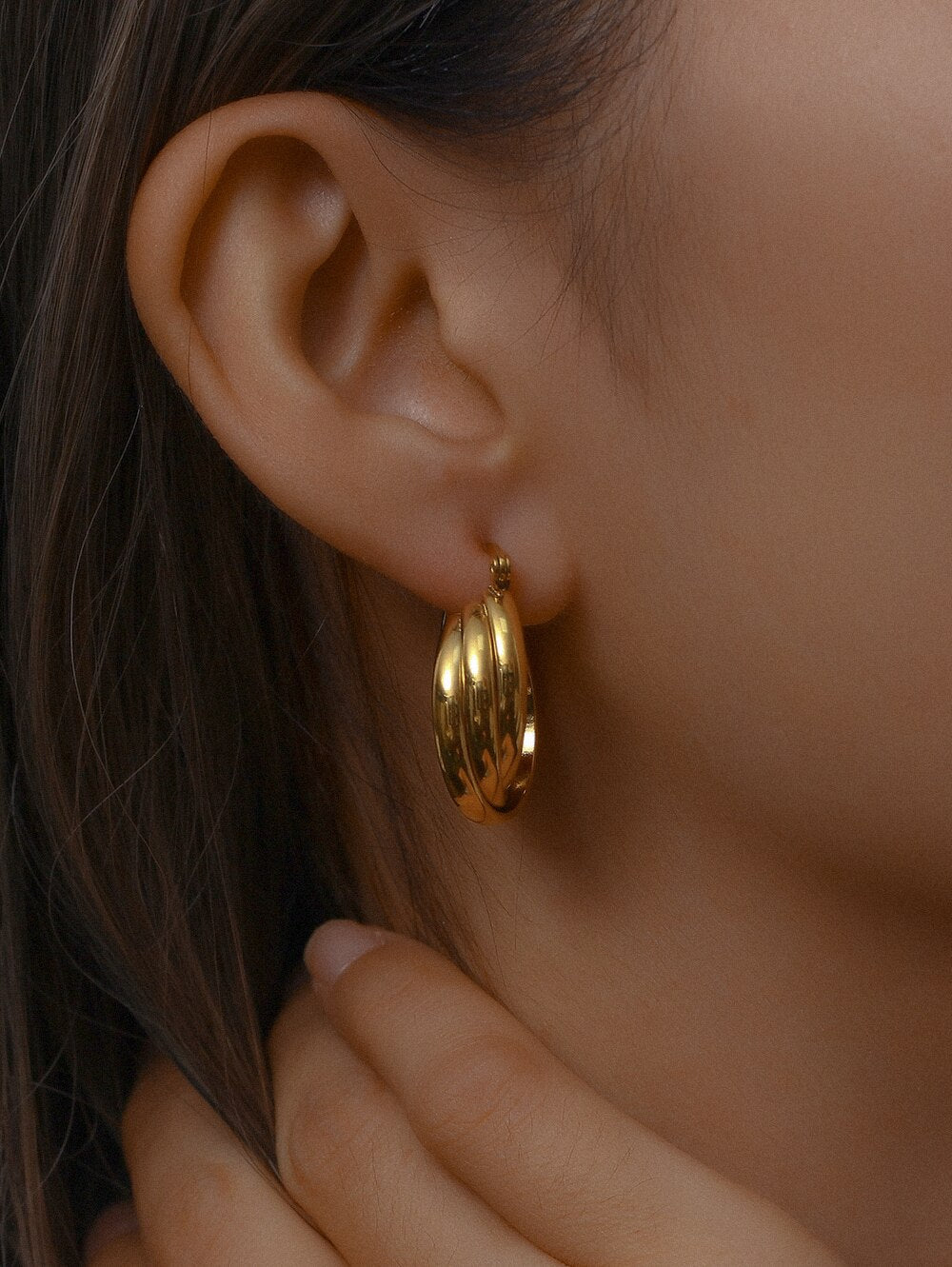 18K Gold Plated Double Hoop Earrings