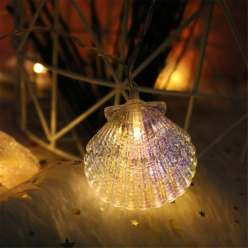 Ocean Iridescent Sea Shell Fairy Lights