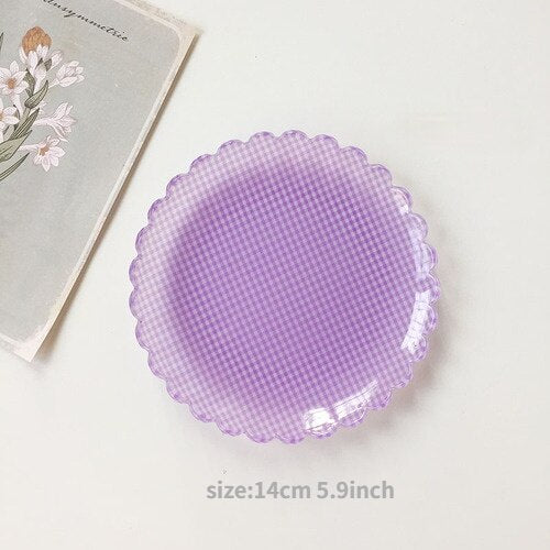 Plastic Gingham Pattern Brunch Dining Set
