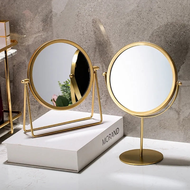 round gold vanity mirror