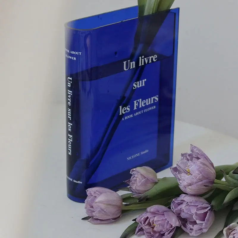 Transparent Acrylic Book Vase - Blue/Clear/Brown CreativeFemininity