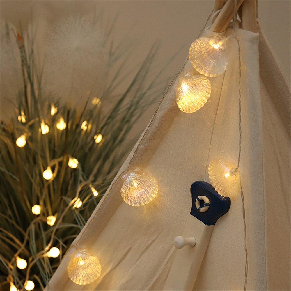 Ocean Iridescent Sea Shell Fairy Lights