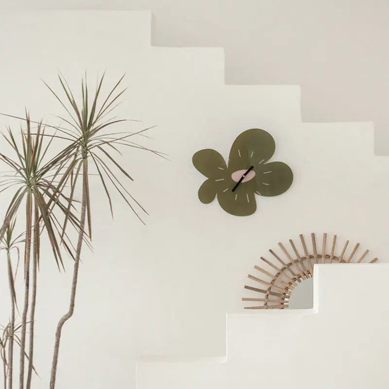 Green Flower Shape Clock CreativeFemininity