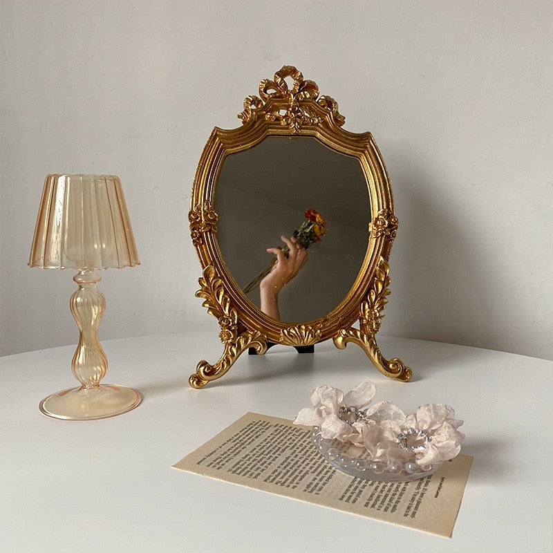 Gold rococo vanity mirror