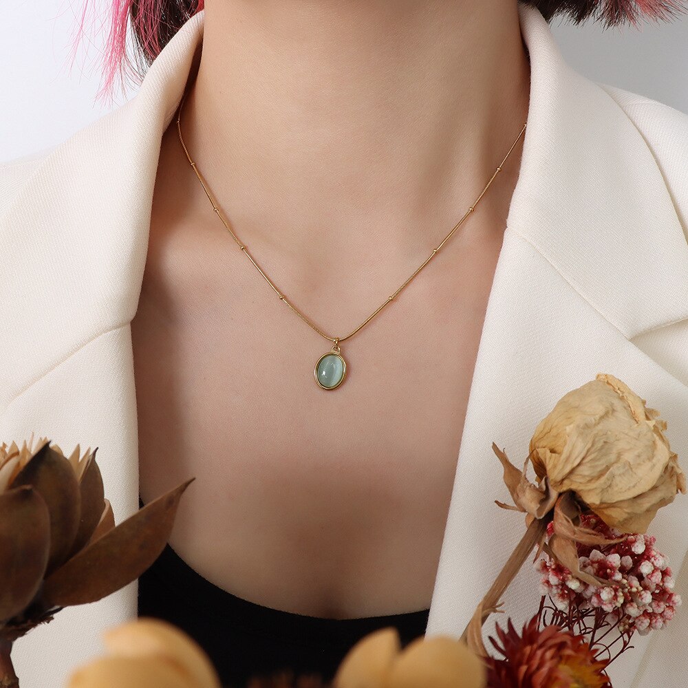 Aqua 18K Gold Pendant Necklace