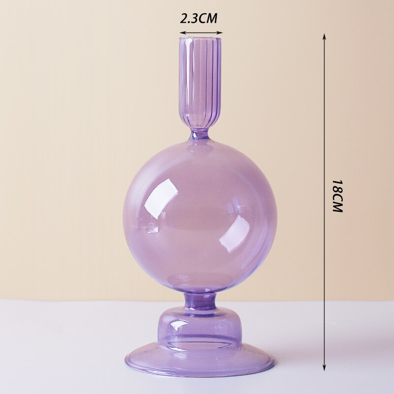 Romantic Purple Bougeoir Glass Candle Holder