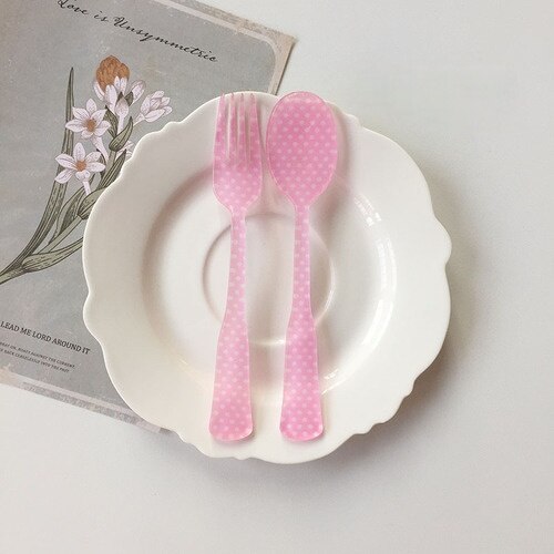 Plastic Gingham Pattern Brunch Dining Set