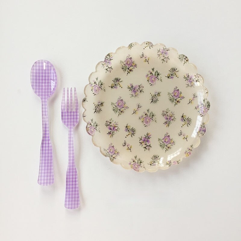 Plastic Gingham Pattern Brunch Dining Set