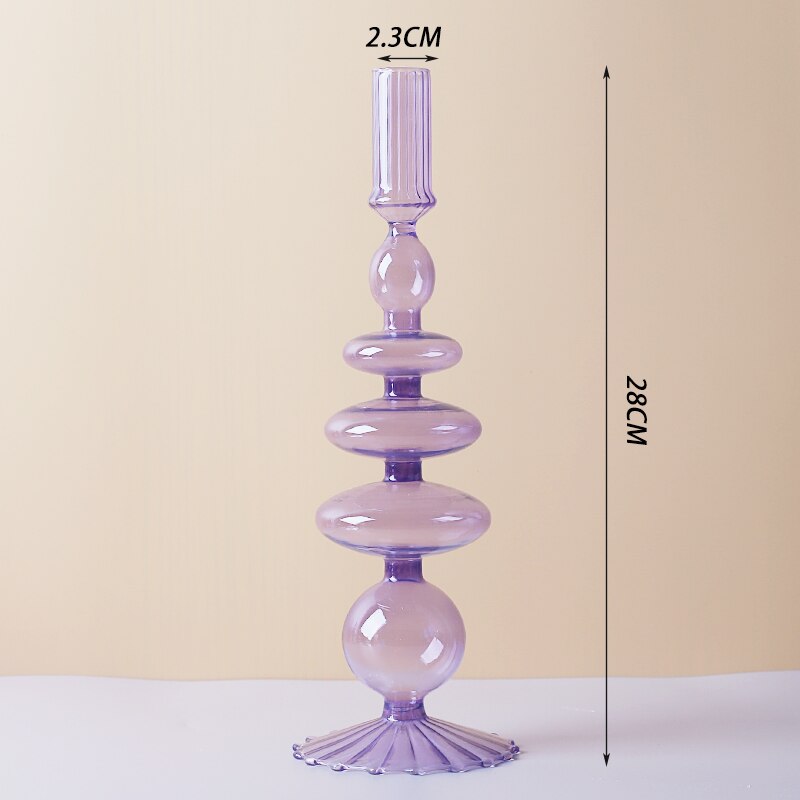 Romantic Purple Bougeoir Glass Candle Holder