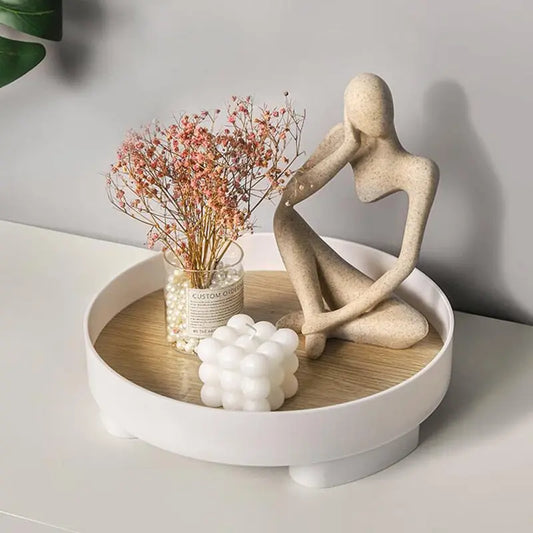 Round Wooden Decorative Tray CreativeFemininity