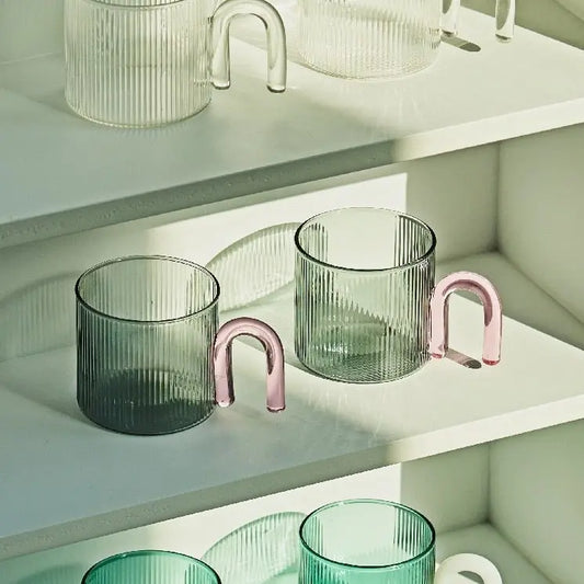 Pink & Green Ripple Glass Coffee Cup CreativeFemininity