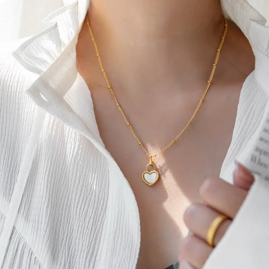 18K Gold Plated Natural Shell Heart Necklace CreativeFemininity
