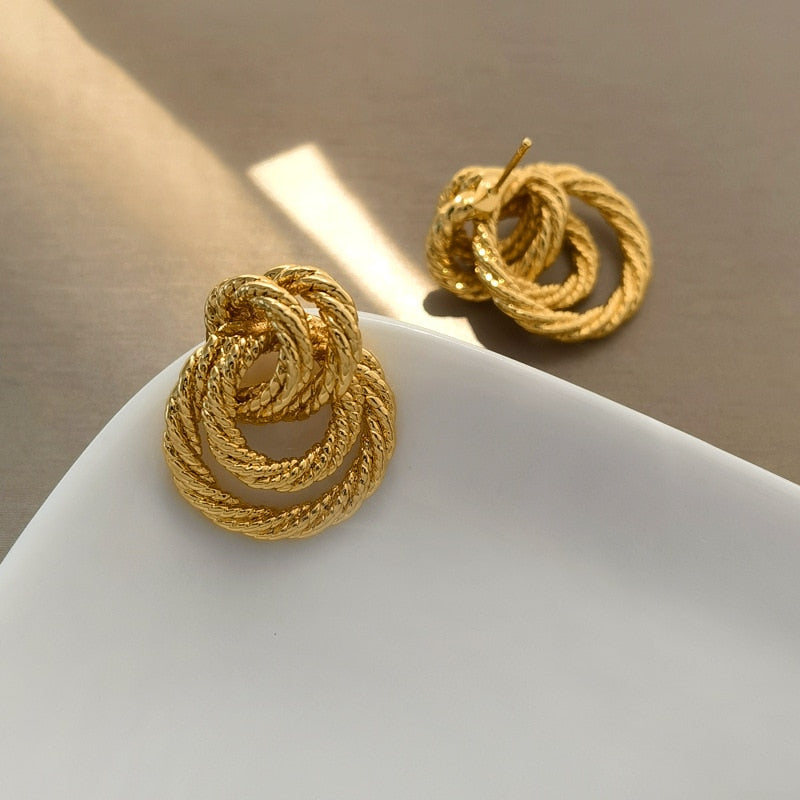 gold textured hoop earrings
