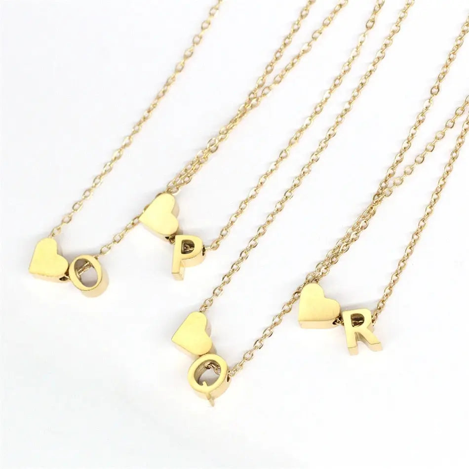 Dainty Heart Initial Necklace CreativeFemininity