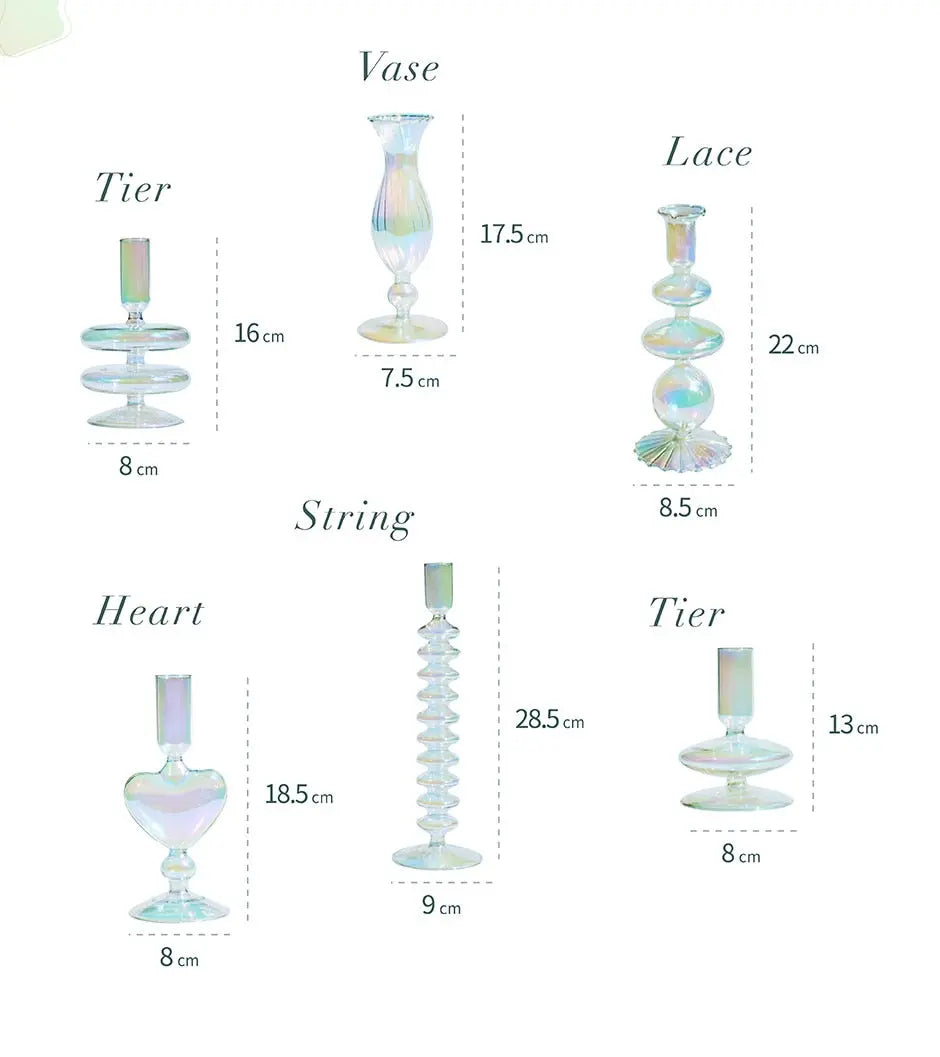 Iridescent Glass Vase & Candle Holders CreativeFemininity