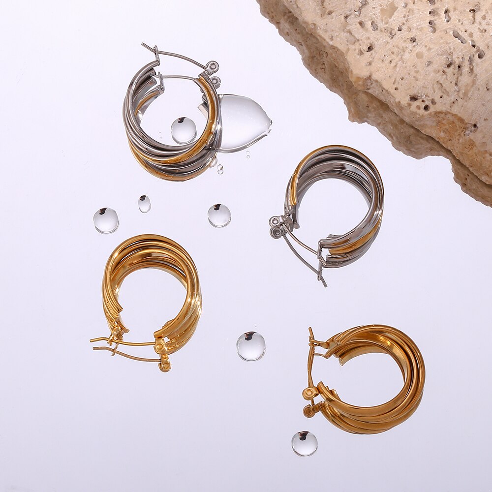 18K Gold Plated Double Hoop Earrings