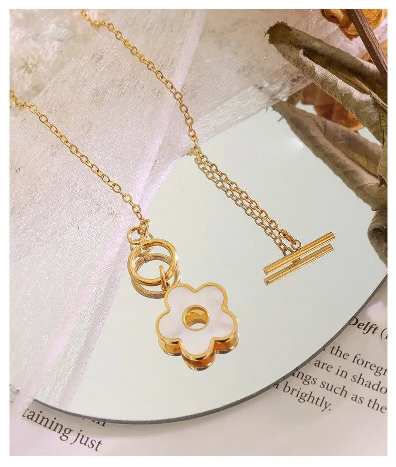 Gold & Pearl Clover Necklace CreativeFemininity