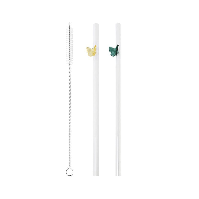 Glass Butterfly Birthday Straws