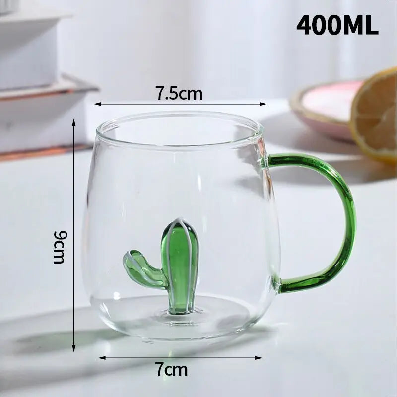 Kawaii 3D Glass Cup - Strawberry/Cactus/Rose CreativeFemininity