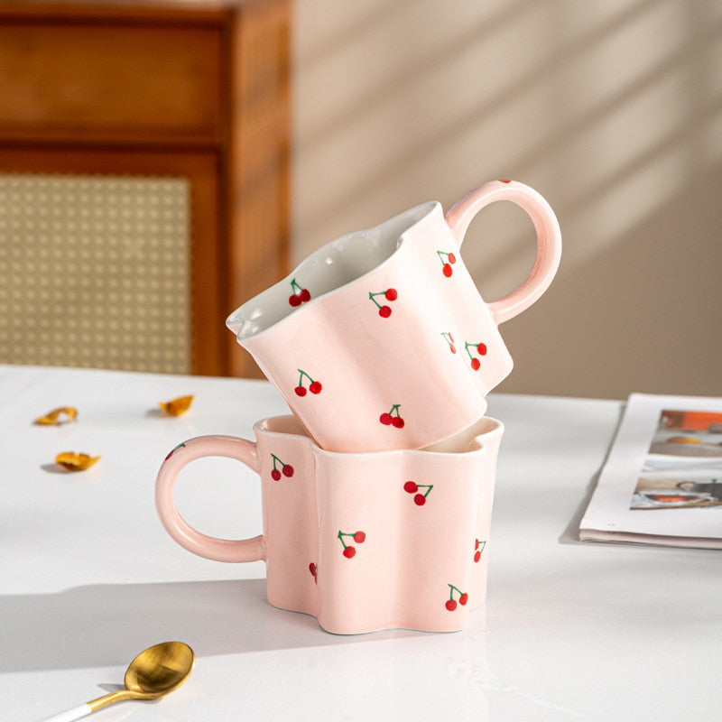 Pink Cherry Design Coffee Cup