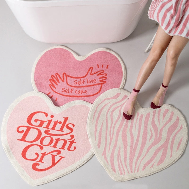 love heart shape bath mat