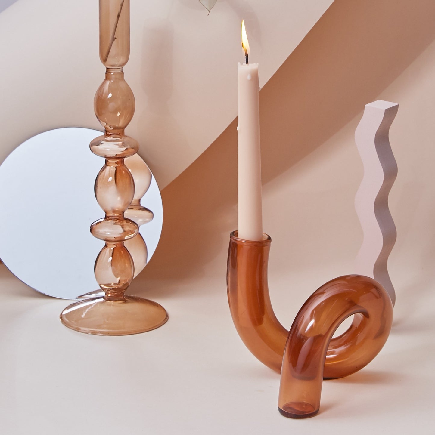Glass twist candle holder