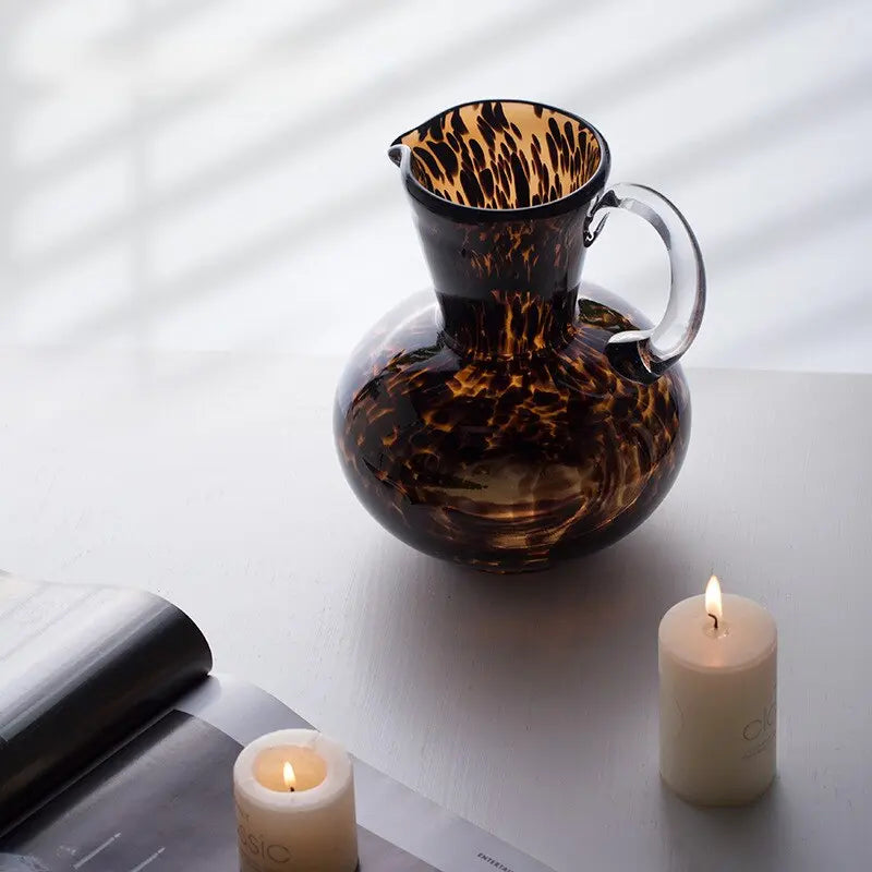 Tortoiseshell Glass Jug Vase CreativeFemininity