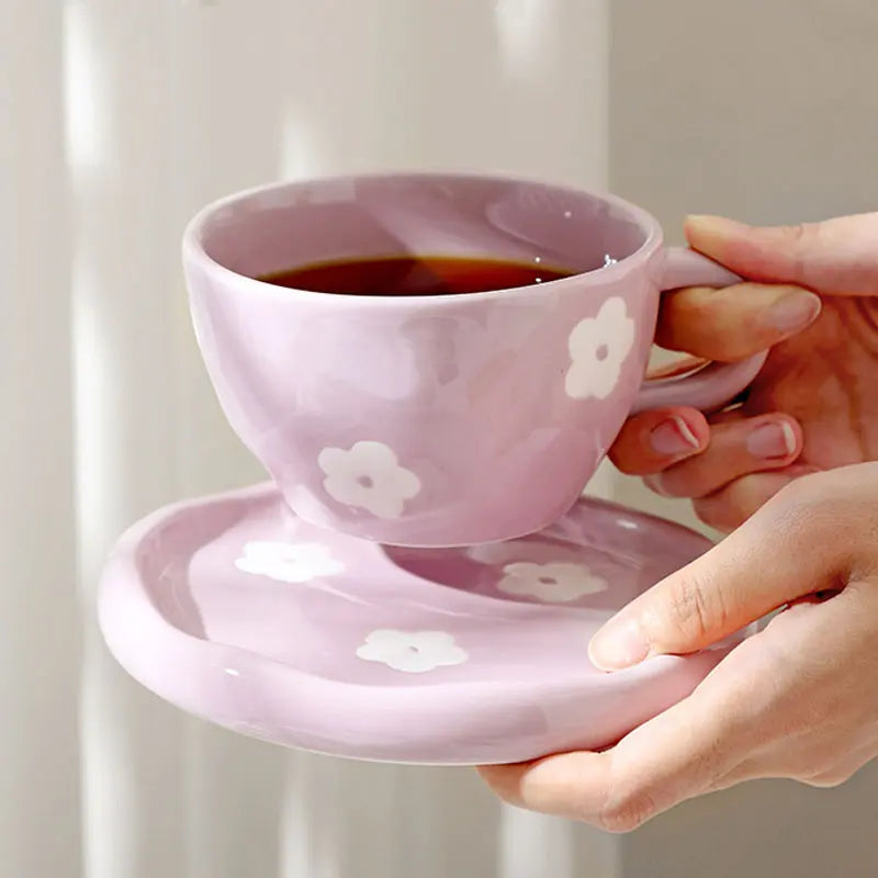 Purple Flower Coffee Cup & Saucer Set CreativeFemininity