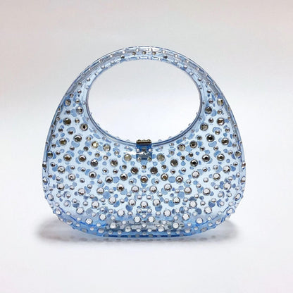 Diamanté Mini Acrylic Handbag - Rainbow/Blue/Lime