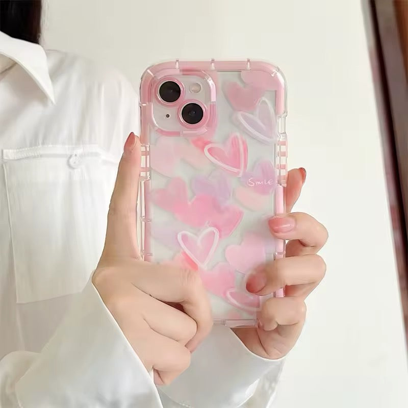 Pink & Purple Love Heart iPhone Case