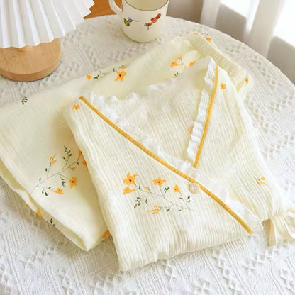 Orange Trim Kimono Pjs