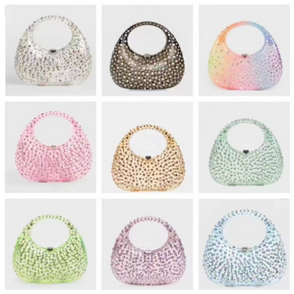 Diamanté Mini Acrylic Handbag - Rainbow/Blue/Lime