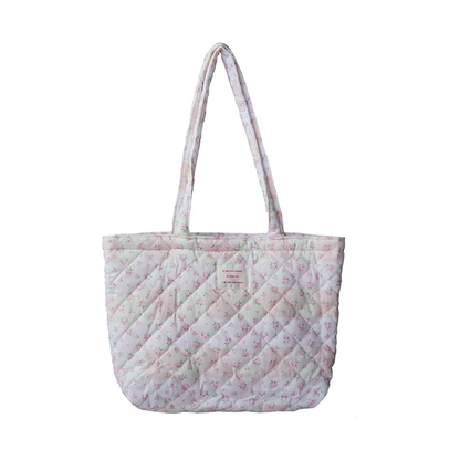 Pink Patchwork Quilted Tote Bag