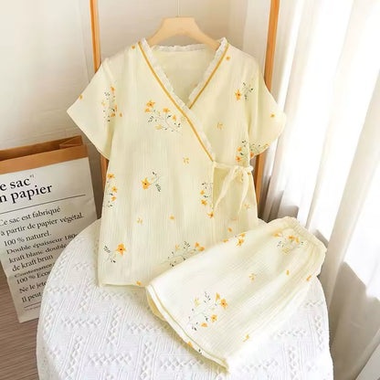 Orange Trim Kimono Pjs