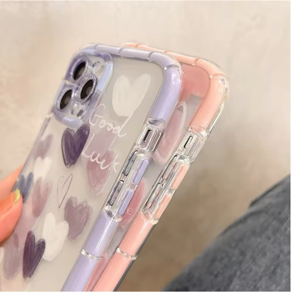 Pink & Purple Love Heart iPhone Case