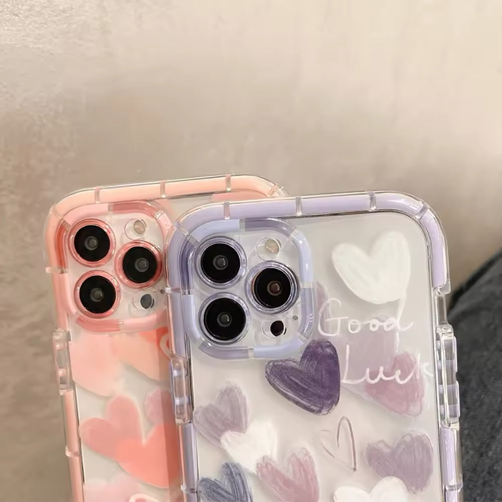 Pink & Purple Love Heart iPhone Case