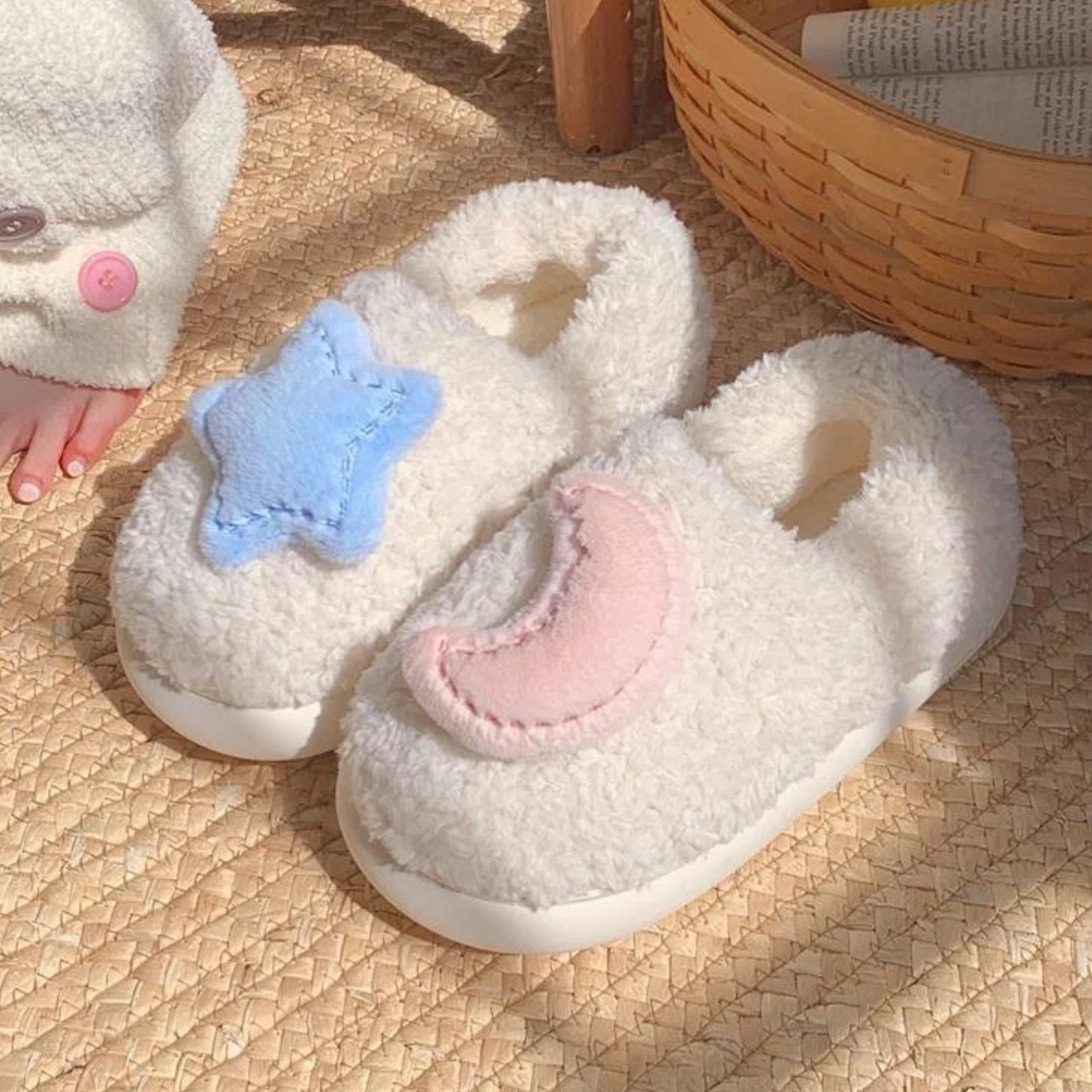 Star & Moon Plush Slippers