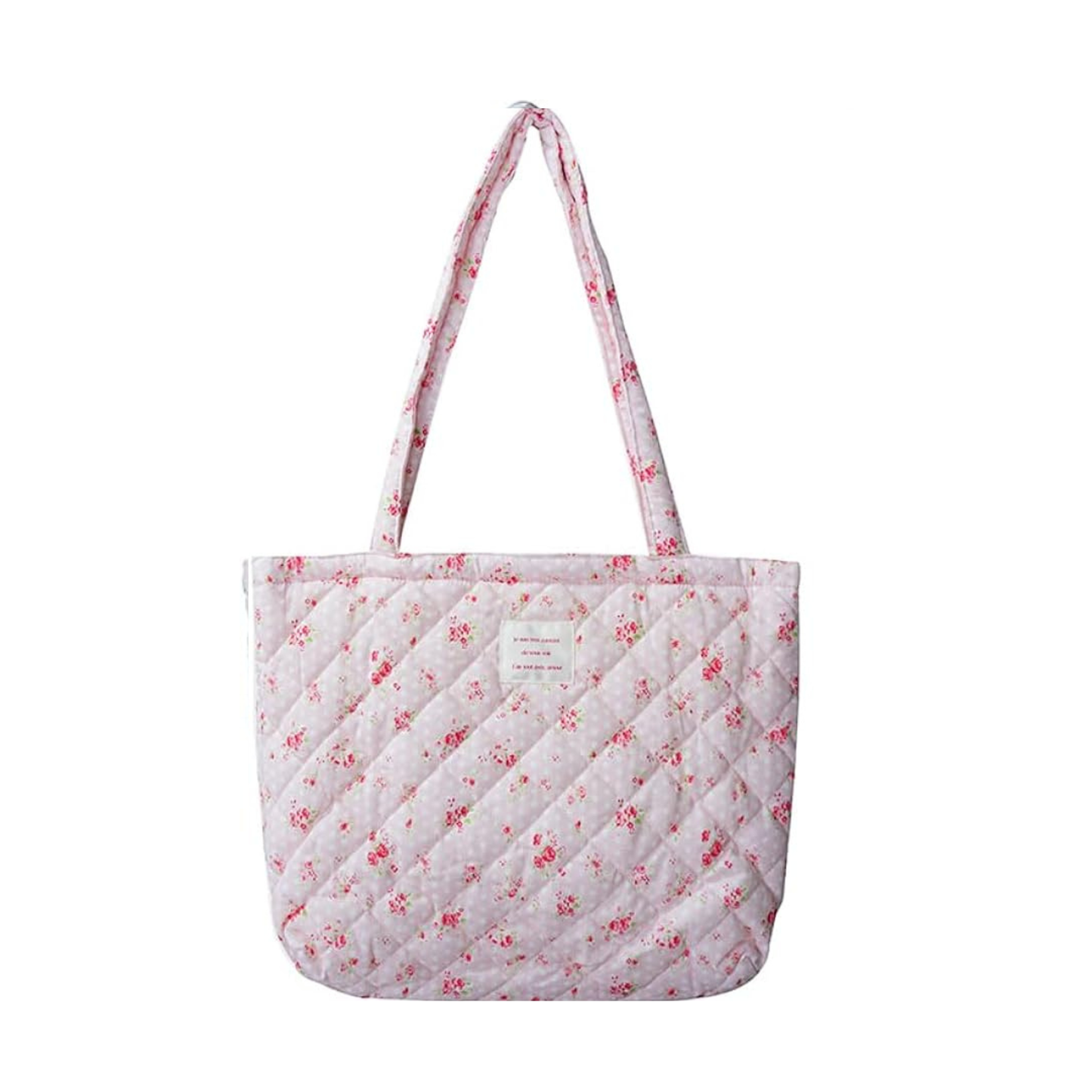 Pink Patchwork Quilted Tote Bag