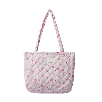Pink Patchwork Quilted Tote Bag