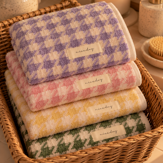 Houndstooth Pastel Cotton Towel CreativeFemininity