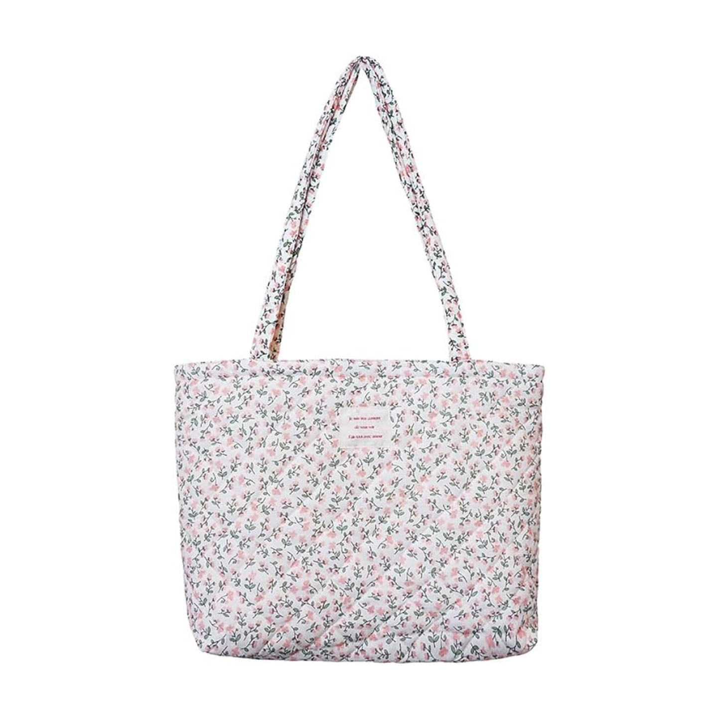 Pink Patchwork Quilted Tote Bag