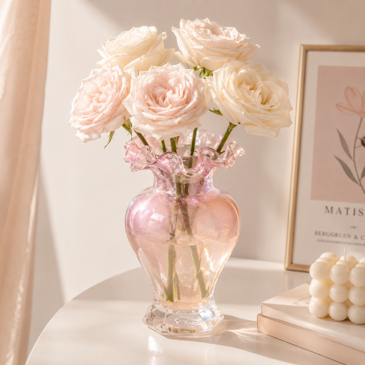 Pink & Gold Ruffle Flute Vase Creative Femininity