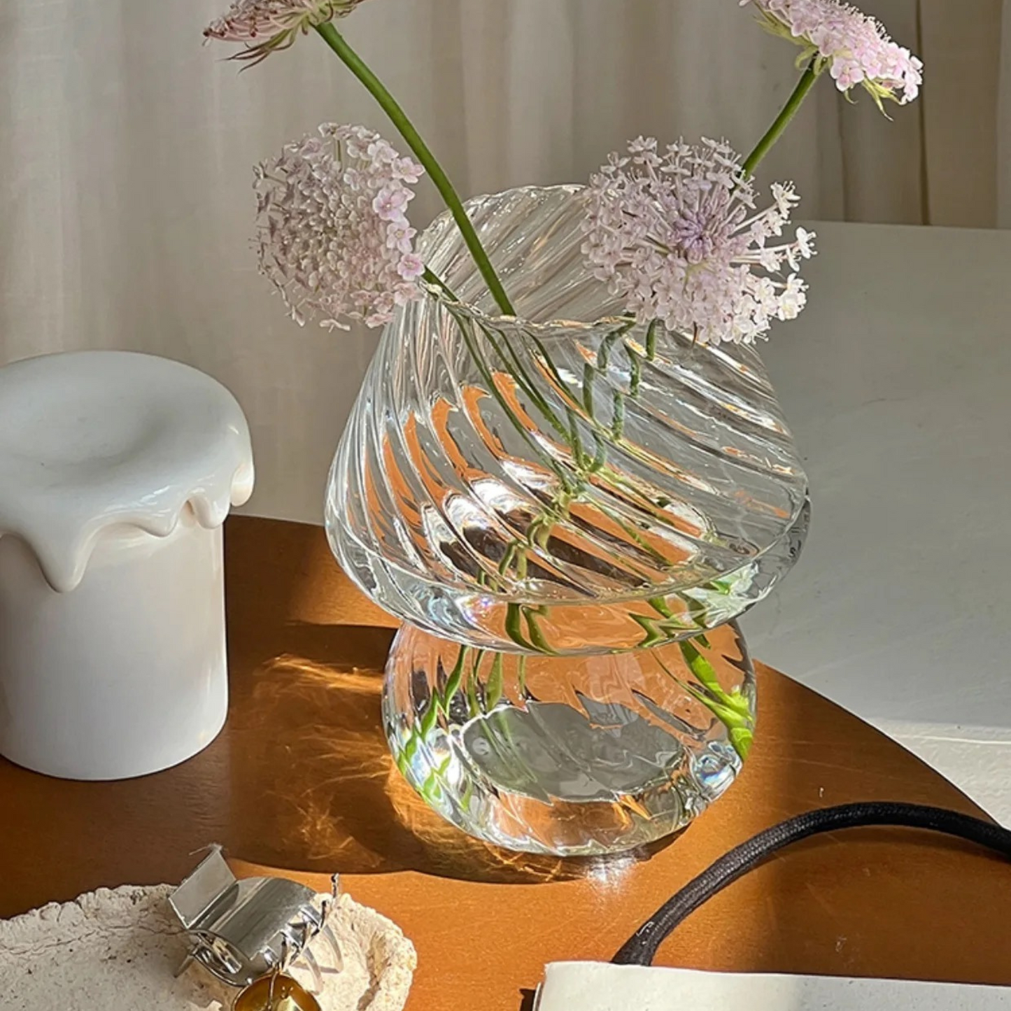 Mushroom Transparent Murano Vase