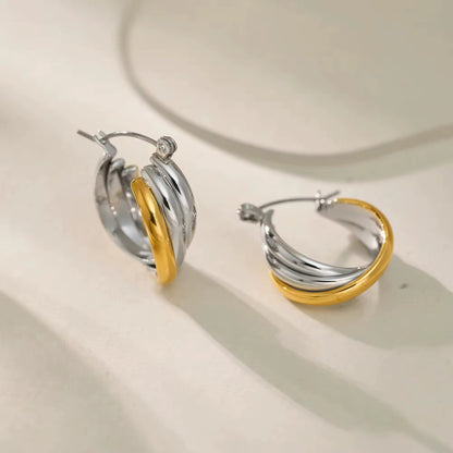 Triple Layered Gold Hoop Earrings