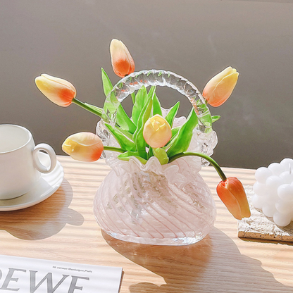 Handmade Crystal Glass Handbag Vase