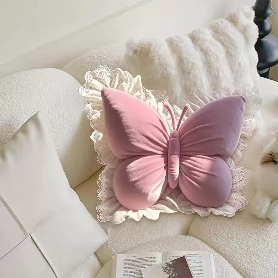 Pink butterfly cushion 