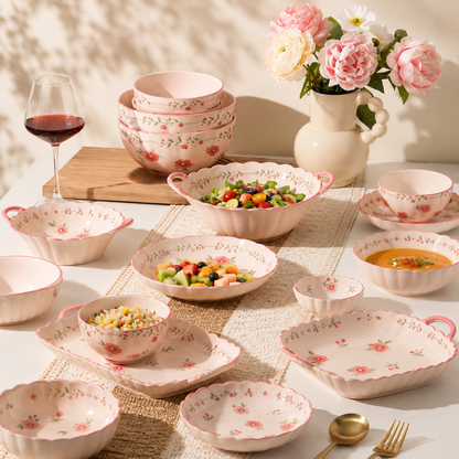 Pink Vintage Floral Dinner Set Creative Femininity