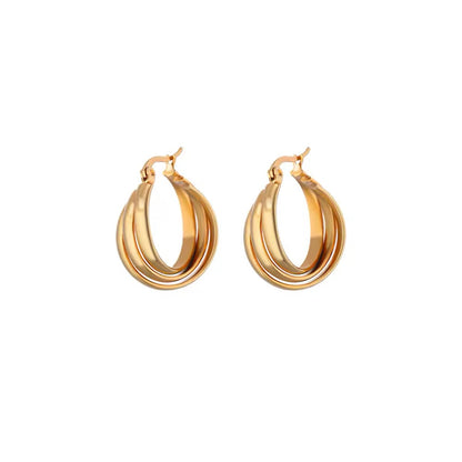 Triple Layered Gold Hoop Earrings